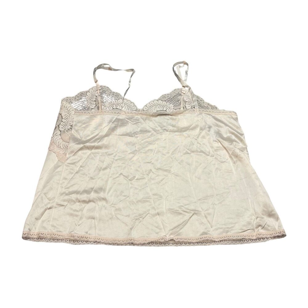 Applause Cami Top Women's Cream Floral Lace Hem Adjustable Spaghetti Straps - Picture 2 of 6
